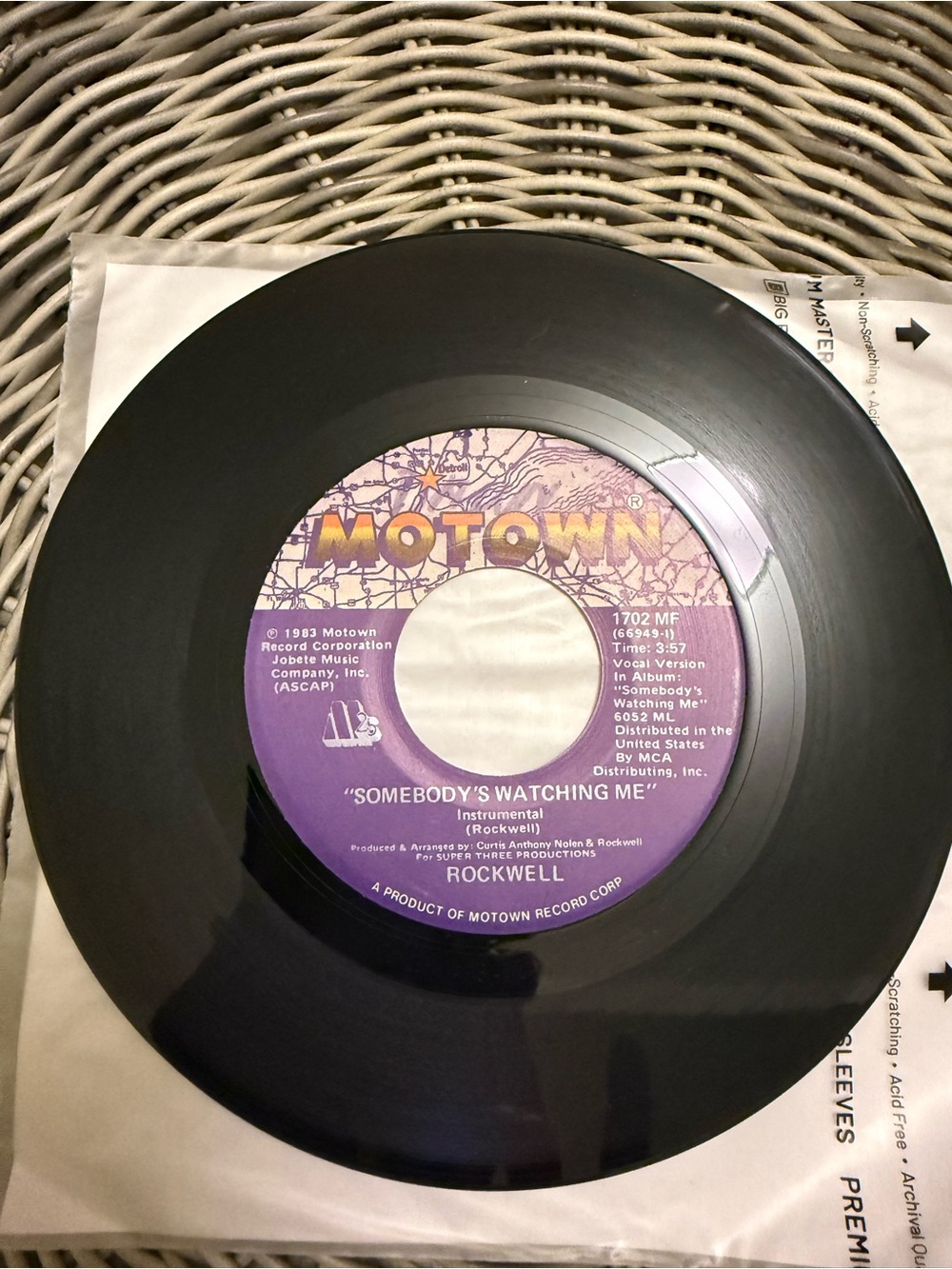 Rockwell "Somebody's Watching Me" 7" Vinyl Single - - Black/Purple